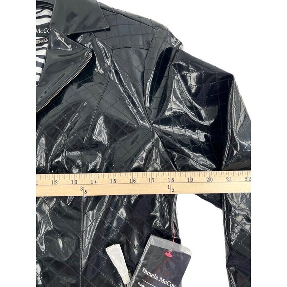 Pamela McCoy Women’s Size Medium Vinyl Patent Leather Jacket Black New with tags - Picture 4 of 9